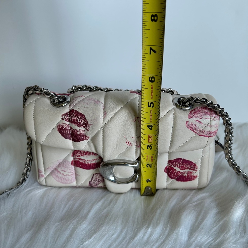Coach Tabby 20 Chalk White Quilted Nappa Leather Lip Print Shoulder Bag CR114 - Picture 11 of 12